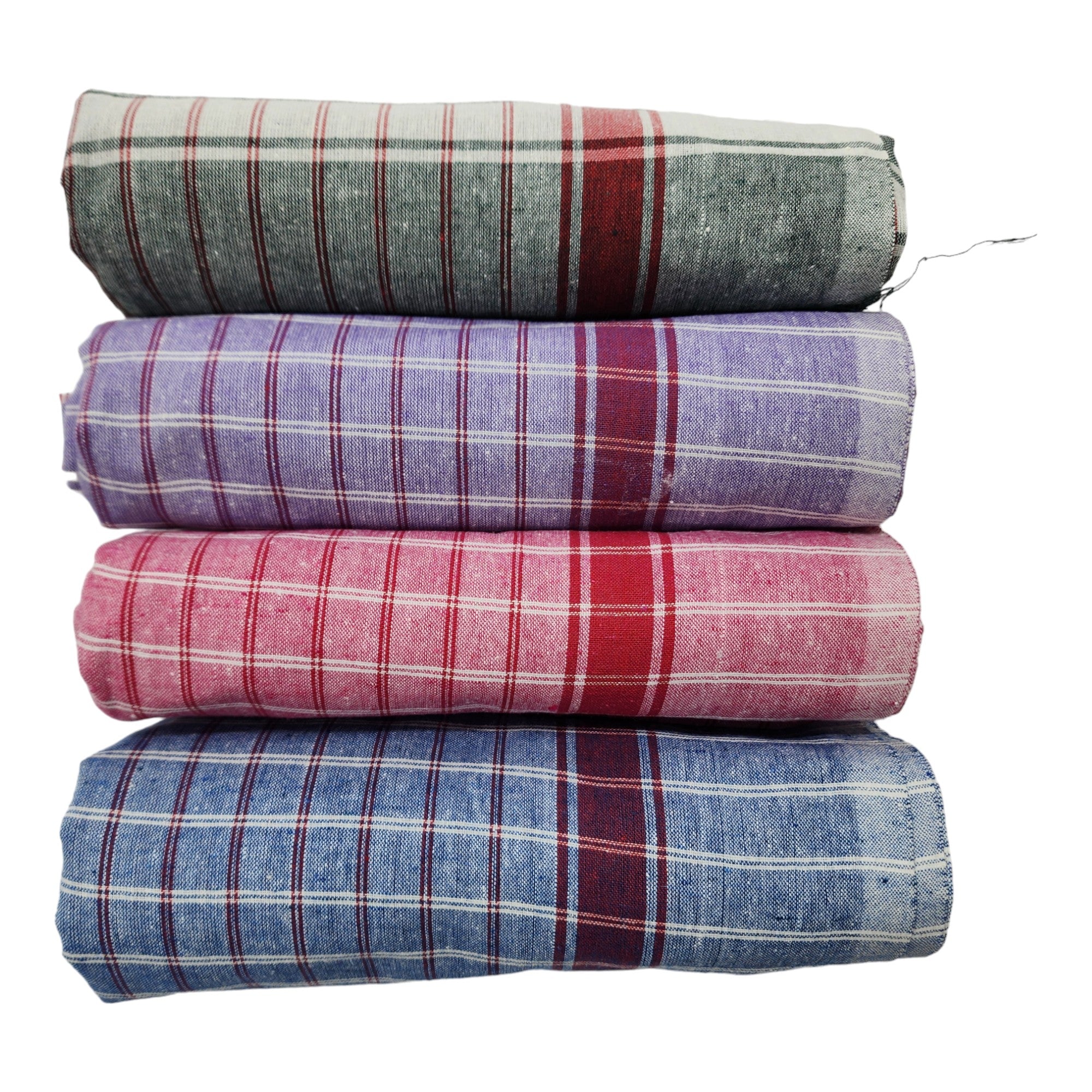Pure Cotton Handloom Bath Towel 110 GSM Large Size Bankura Gamcha Small Checks (Multicolour) 90 X 180 cm (36 X 72 Inches)