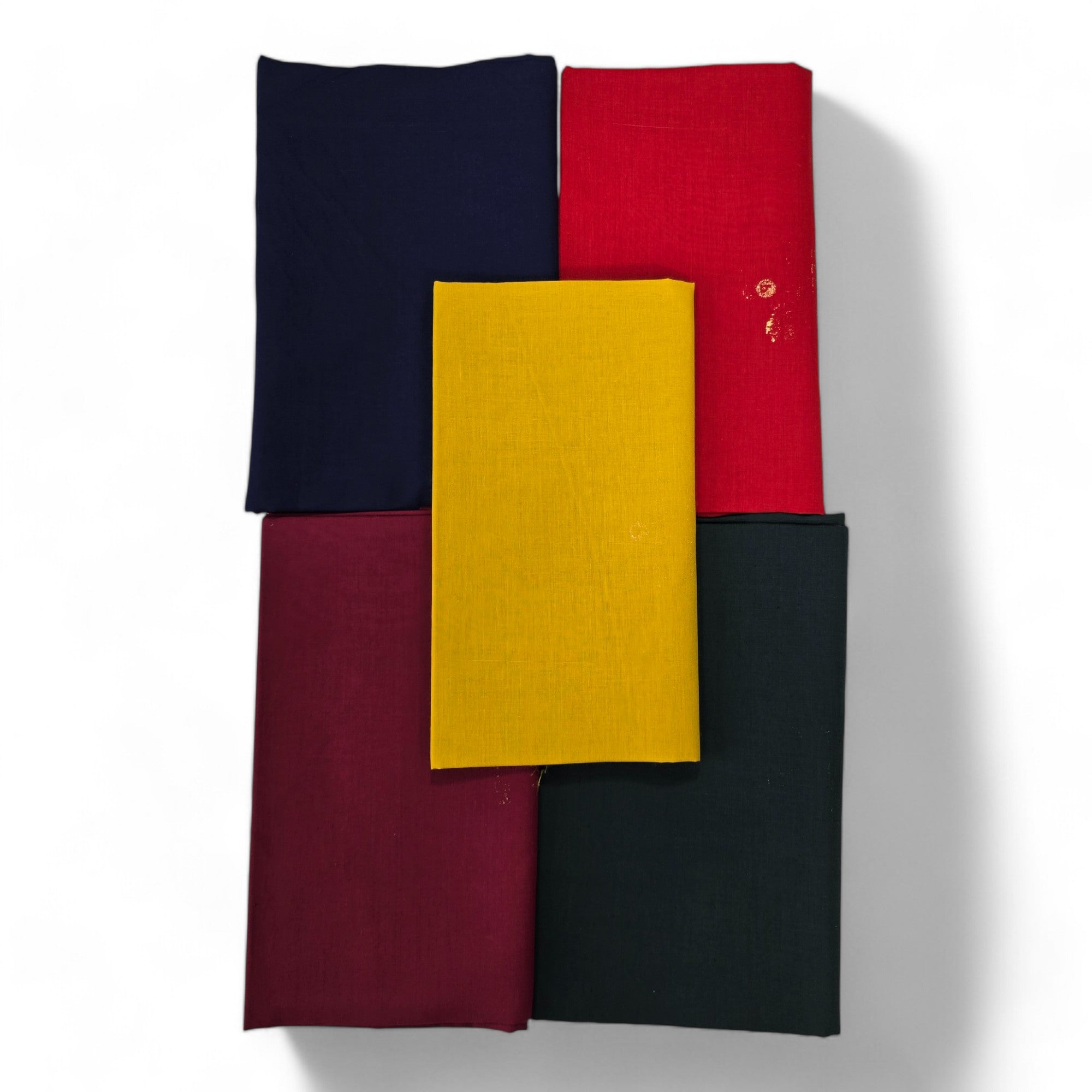 Cotton Blouse Material 1Meter Unstitched | Rubia Premium Plain 2 * 2 Blouse Piece Material Cotton 1 meter Multicolour Blouse Piece Material - Pack of 5