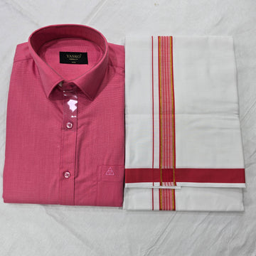 Combo of Shirt and Dhoti | Traditional Wedding Set for Men -  Red