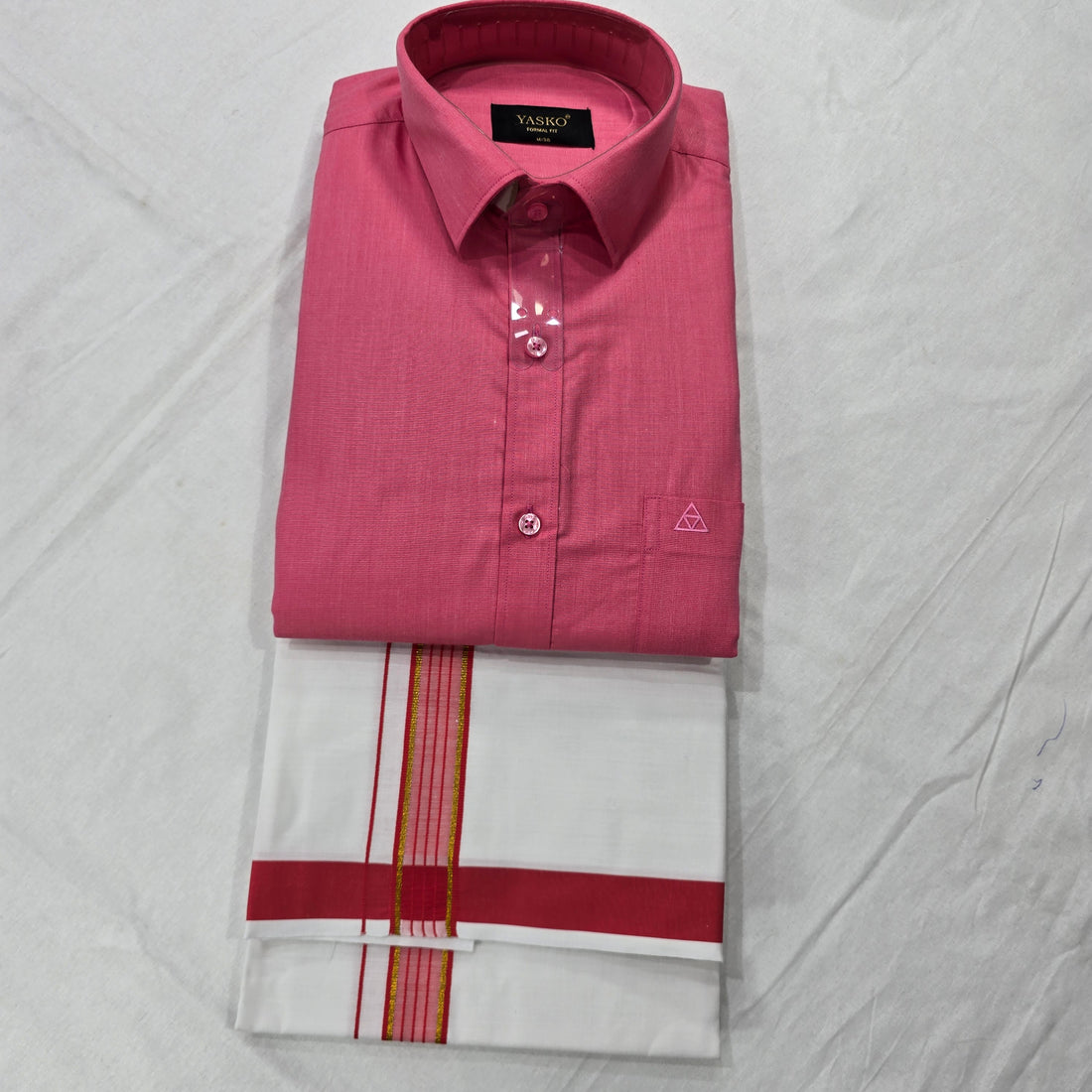 Combo of Shirt and Dhoti | Traditional Wedding Set for Men -  Red