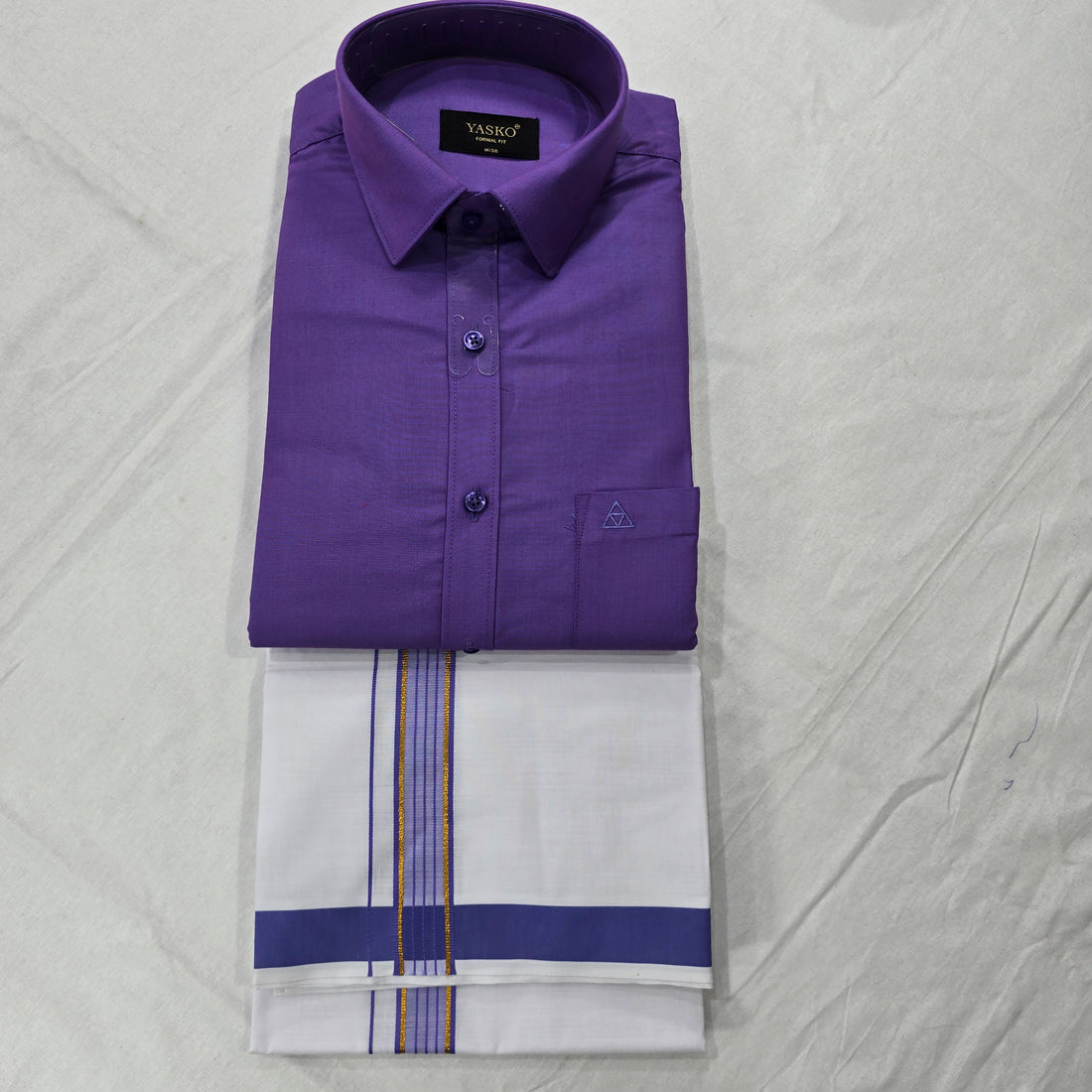 Combo of Shirt and Dhoti | Traditional Wedding Set for Men -  Purple