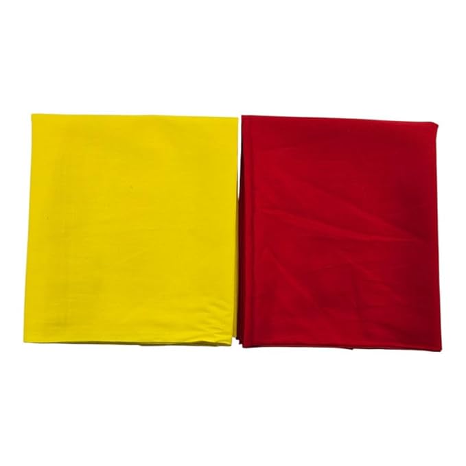 Cotton Plain Pooja Aasan Cloth/Chowki Aasan Kapda - 1 MTR Puja Kapda Vastra Cloth for All God Puja Mandir and Temple - Pack of 3 (Yellow, White and Mango Yellow)