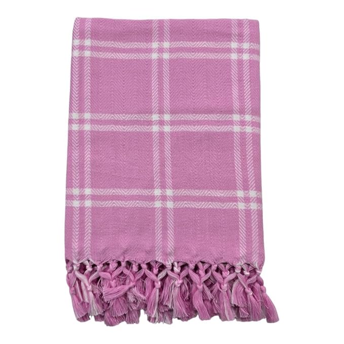 Bath Premium Cotton Towels | Light Weight Turkish Style Checks Bath Towels for Men | (30 X 65 CM, Large Size) Luxuriously Soft & Checks Pattern Towels