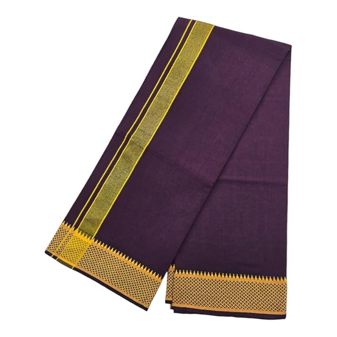 Cotton Color Dhotis for Men | Devotional or Temple Wear Dhoti | Mundu for Men | Padayappa Border Dhoti for Puja, Festivals, Religious and Casual Home Wear