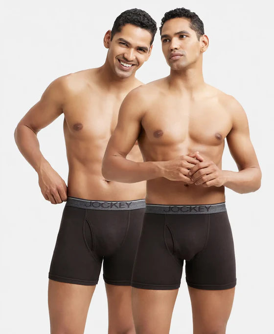 Jockey 8009 Men's Super Combed Cotton Rib Solid Boxer Brief with Ultrasoft Waistband (Pack of 2)