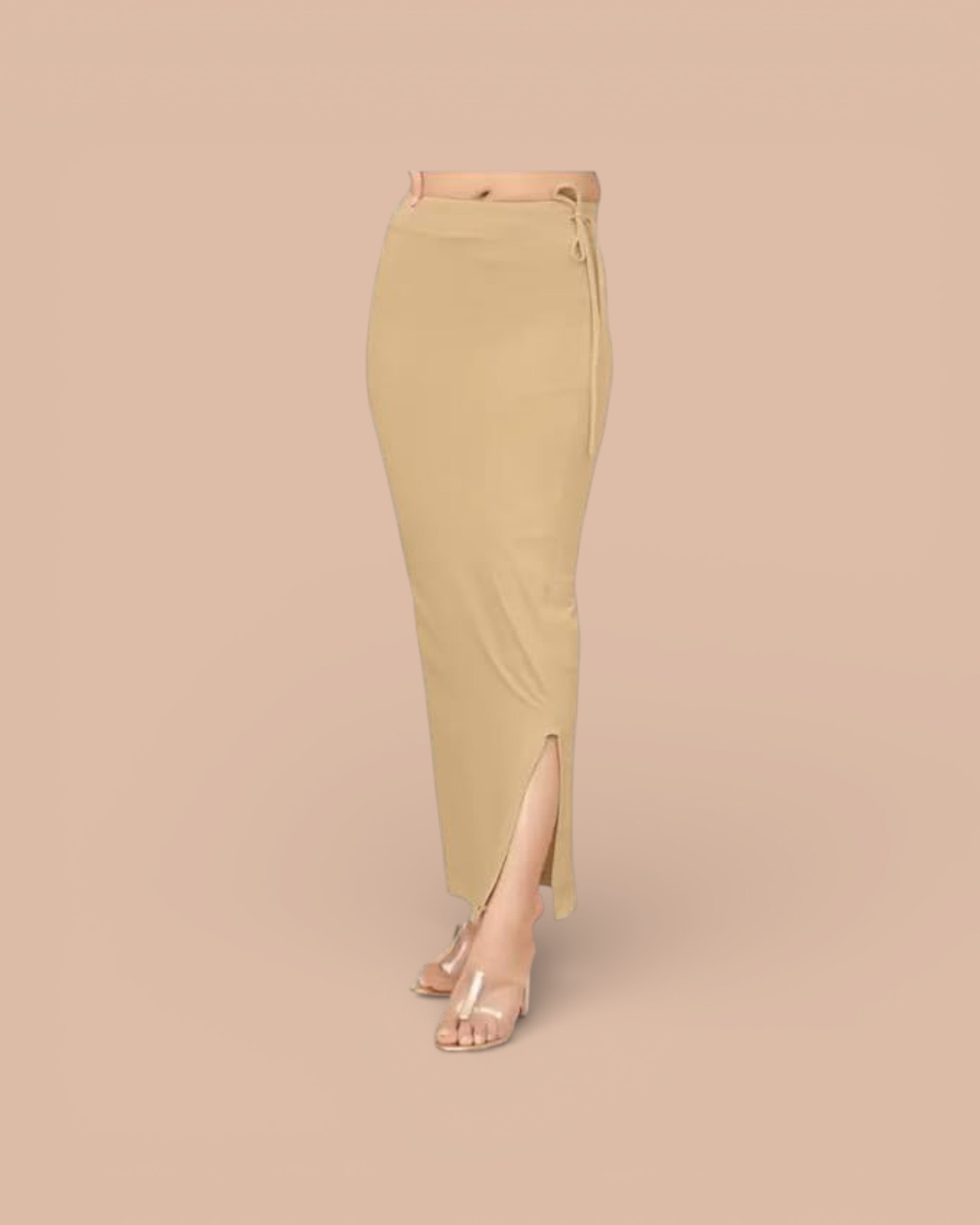 Blended Stretchable Saree Shapewear Petticoat, Skirts, Spandex Saree Shapewear for Women and Girl's Petticoat with Side Slit