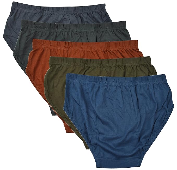 Viking Men's Cotton Briefs - Combo of 5 (VK07_110, Multi-Coloured, 110)