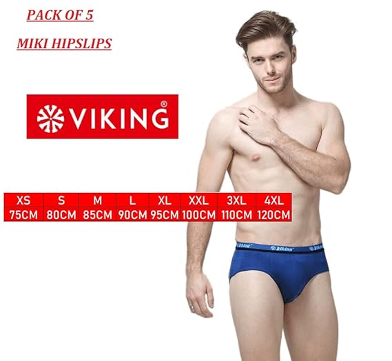 VIKING Men's Cotton Briefs - Pack of 5 (Assorted Colours)