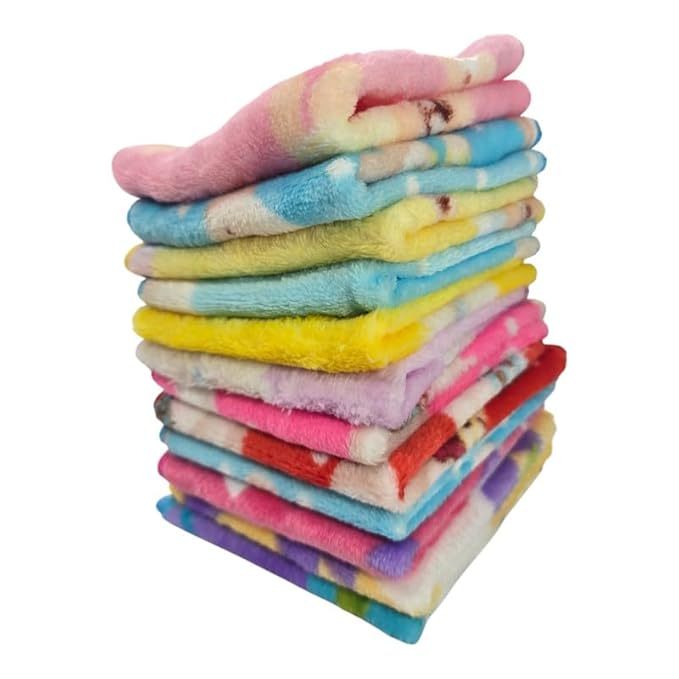 Soft Baby Face Towels  | 25x25 cm | 400 GSM Super Absorbent & Skin-Friendly Washcloths for Kids, Women & Newborns | Multicolor Printed Handkerchief Set (Teddy)