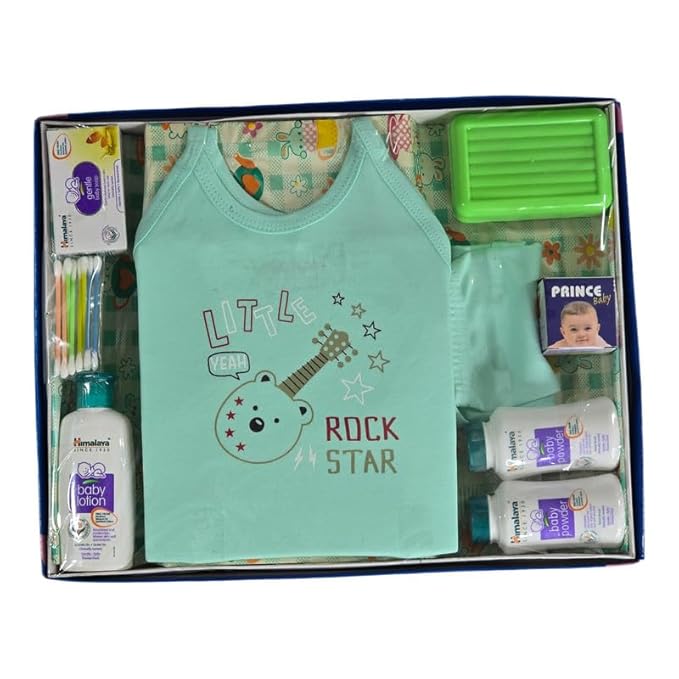 Newborn Gift Set - 7 Pcs  Clothing Hamper Baby Gift Set for Newborn 0-3 Months | Bath & Skin Care | Best Gift Set for Unisex Baby