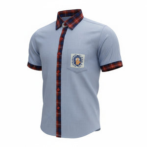 Vivekananda Chennai School Uniform Blue Half Sleeve Shirt, Formal Readymade Stitched for Boys/Girls, Class LKG to 5th Std