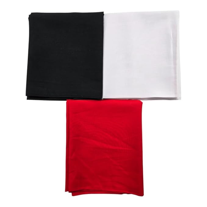 Cotton Plain Pooja Aasan Cloth/Chowki Aasan Kapda - 1 MTR Puja Kapda Vastra Cloth for All God Puja Mandir and Temple - Pack of 3 (Yellow, White and Mango Yellow)