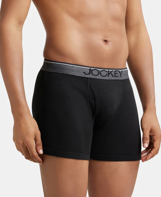 Jockey 8009 Men's Super Combed Cotton Rib Solid Boxer Brief with Ultrasoft Waistband (Pack of 1)