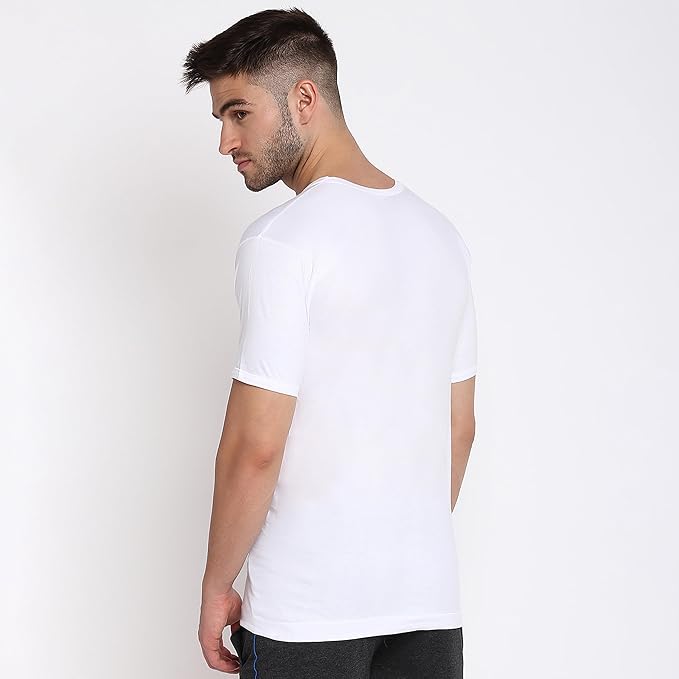 Poomer Premium Cotton Pure White Vest for Mens - Pack of 4