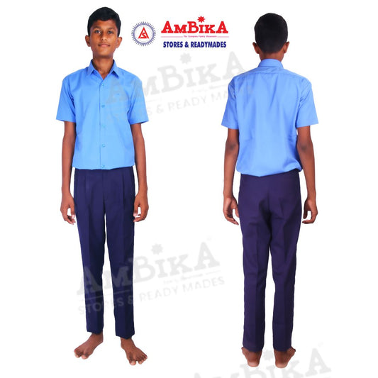 School Uniform - Pant for Boys, Cotton Shorts, Elastic Waist Half Pants, Regular Fit Sports Shorts l  FULL PANT NAVY BLUE