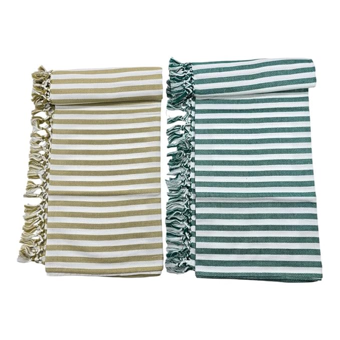 Bath Premium Cotton Towels | Light Weight Turkish Style Stripe Bath Towels for Men | (30 X 65 CM, Large Size) Striped Pattern Towels