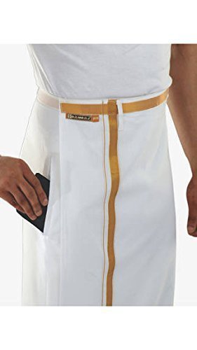 Men's Cotton Fully Stitched Dhotis with Pocket (Cream,2 mtr)