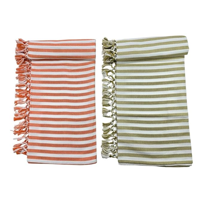 Bath Premium Cotton Towels | Light Weight Turkish Style Stripe Bath Towels for Men | (30 X 65 CM, Large Size) Striped Pattern Towels