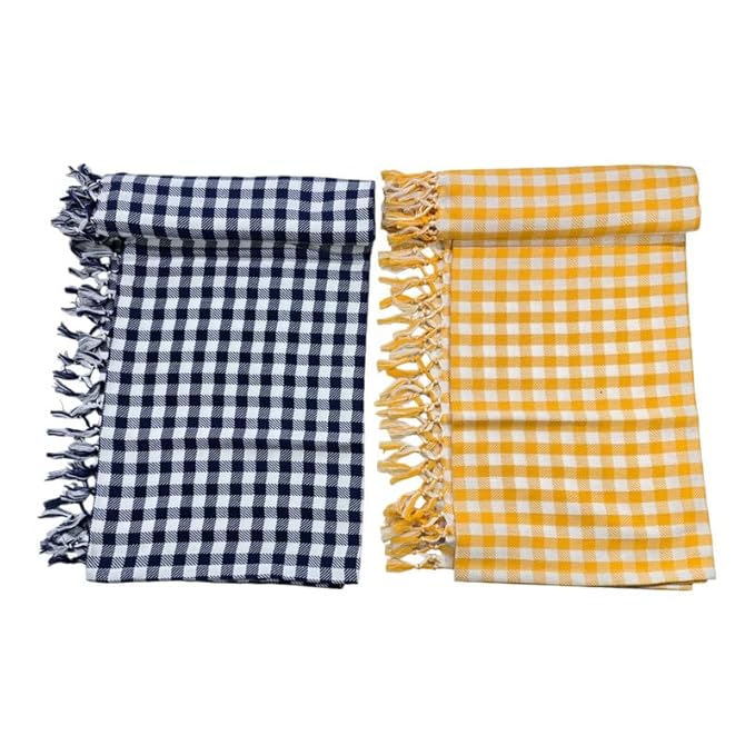 Bath Premium Cotton Towels | Light Weight Turkish Style Checks Bath Towels for Men | (30 X 65 CM, Large Size) Luxuriously Soft & Checks Pattern Towels