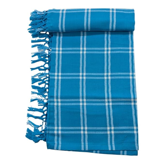 Bath Premium Cotton Towels | Light Weight Turkish Style Checks Bath Towels for Men | (30 X 65 CM, Large Size) Luxuriously Soft & Checks Pattern Towels