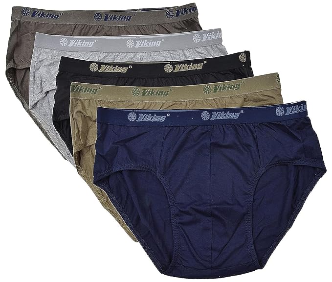 VIKING Men's Cotton Briefs - Pack of 5 (Assorted Colours)