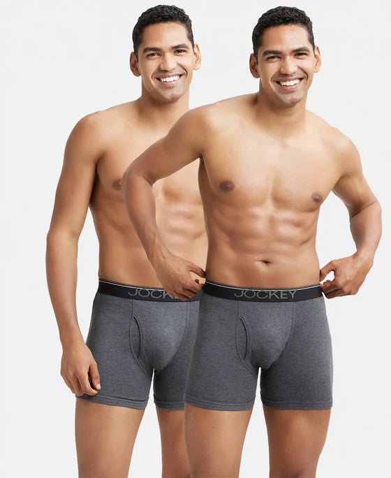 Jockey 8009 Men's Super Combed Cotton Rib Solid Boxer Brief with Ultrasoft Waistband (Pack of 2)