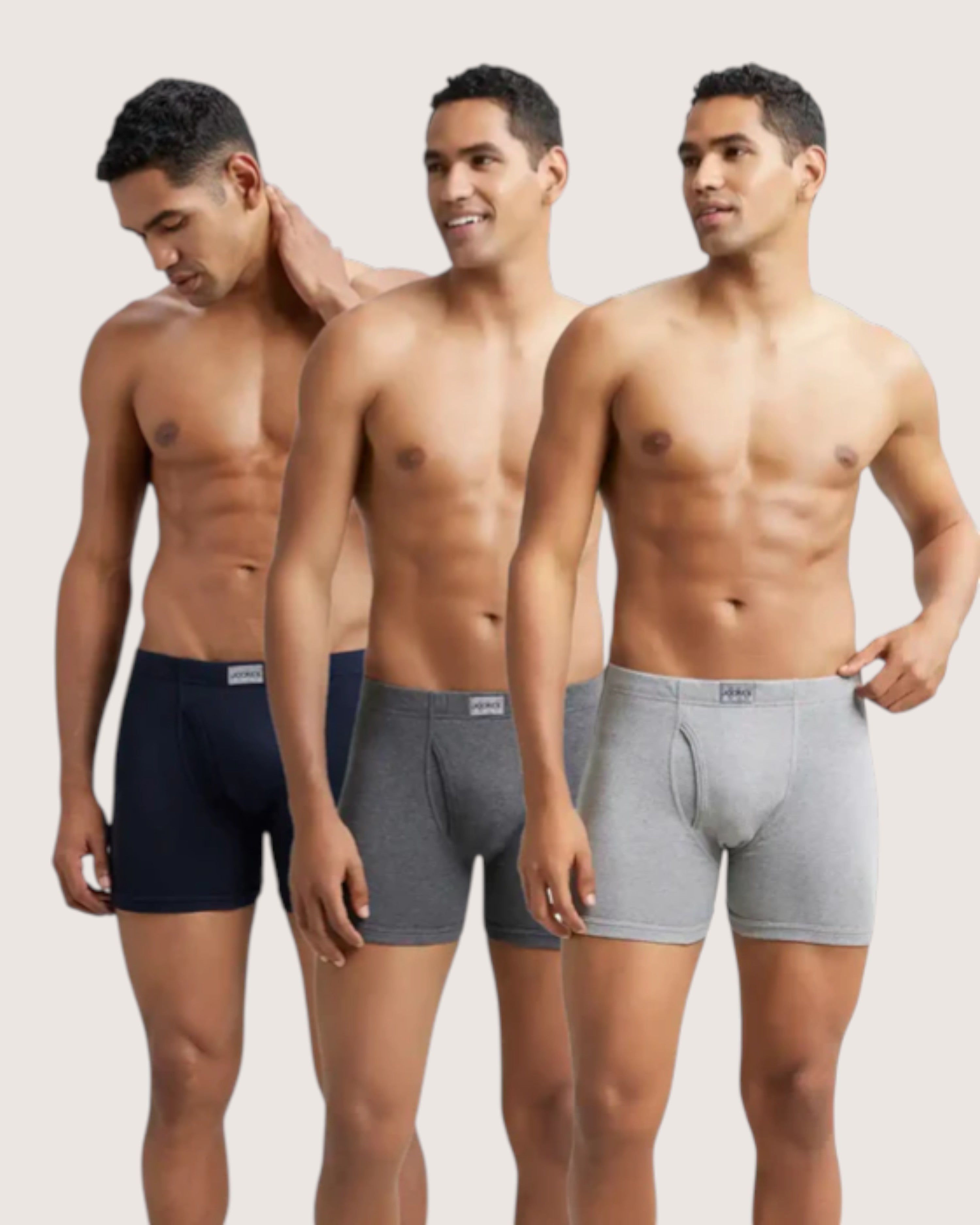 Jockey 8009 Men's Super Combed Cotton Rib Solid Boxer Brief with Ultrasoft Waistband (Pack of 3)