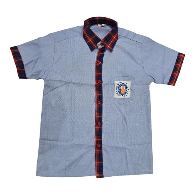 School Uniform for kids | Formal Uniform Shirts for Boys/Girls | Readymade Stitched Shirt for Students |  VIVEKANANDA UNIFORMHALF SHIRT |