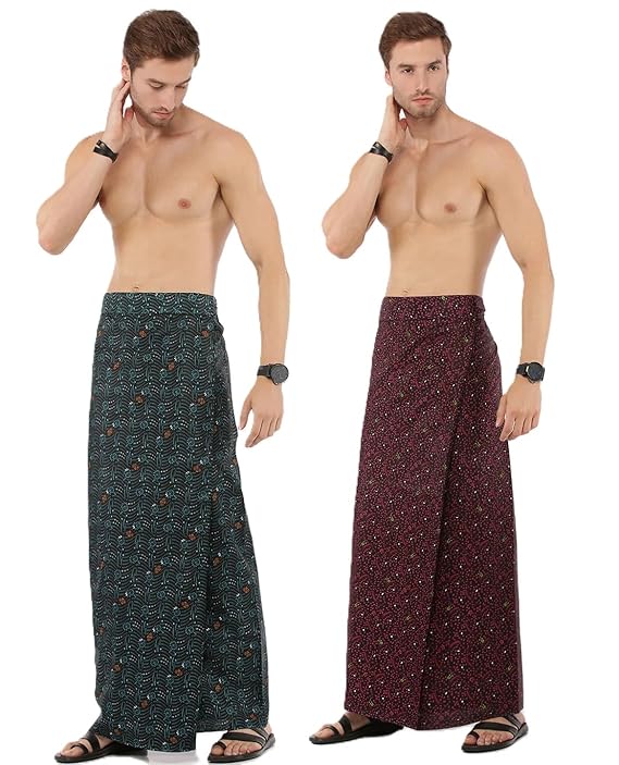 Nandu  Brand Men's Cotton Stitched Printed Lungies - (Pattern & Design May Vary, Multicolour, (2.00Mtrs)) Premium Wear
