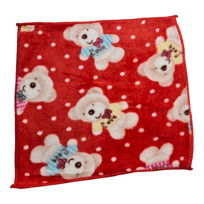 Soft Baby Face Towels  | 25x25 cm | 400 GSM Super Absorbent & Skin-Friendly Washcloths for Kids, Women & Newborns | Multicolor Printed Handkerchief Set (Teddy)