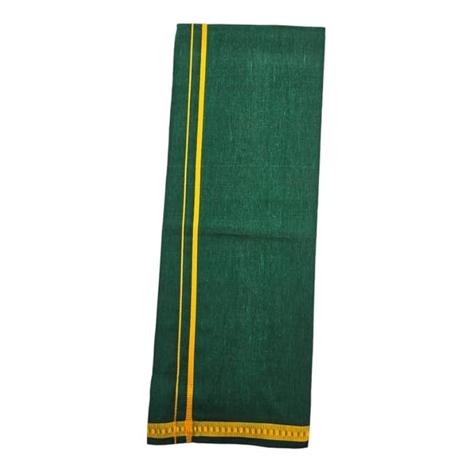 Men’s Poly Cotton Single Colour Casual Style Thalapathi Border Dhoti’s for Men’s/Fine Quality Single Dhoti’s for Men | Pooja Wear Dhoti