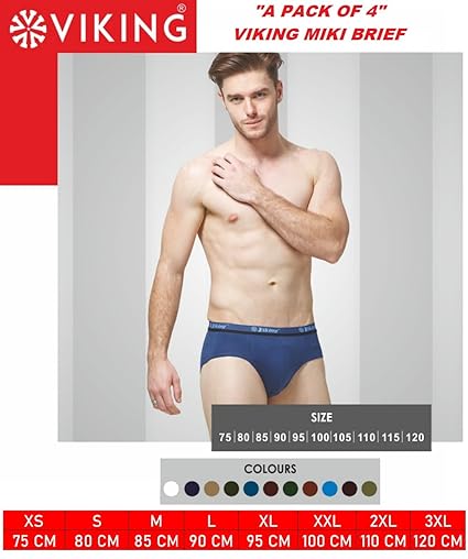 VIKING  Men's Cotton Briefs - Combo of 4 (Miki)