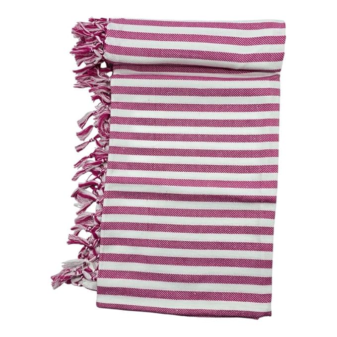 Bath Premium Cotton Towels | Light Weight Turkish Style Stripe Bath Towels for Men | (30 X 65 CM, Large Size) Striped Pattern Towels