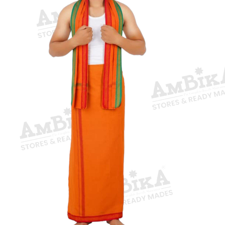 Cotton Color Dhoti & Towel For Men, Traditional Festive & Regular Wear,2.0MT