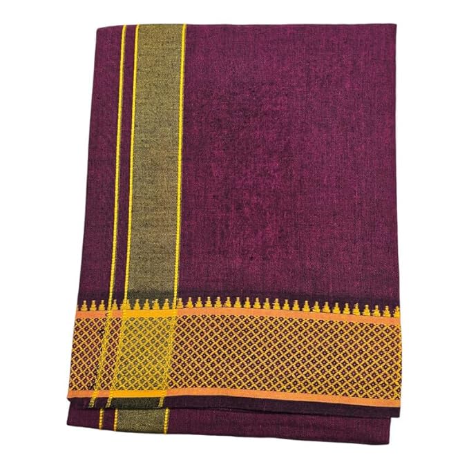 Cotton Color Dhotis for Men | Devotional or Temple Wear Dhoti | Mundu for Men | Padayappa Border Dhoti for Puja, Festivals, Religious and Casual Home Wear
