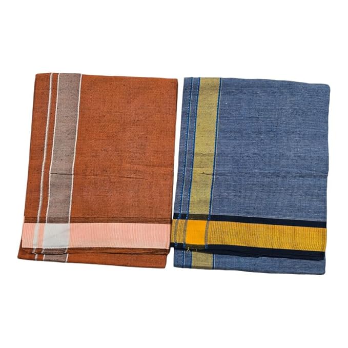 Multicolor Kerala style (Mundus) Dhotis for Men Combo Light Grey (Free Size Assorted) Lungi Veshti (Kaili) | Men's Dhoti for Puja, Festivals, Religious