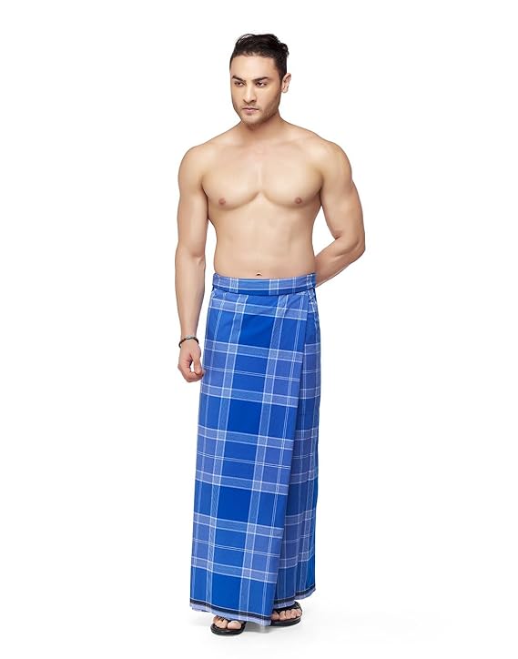 Nandu  Brand Men's Cotton Stitched Lungi (Pattern May Vary, Multicolour, Free Size) - Pack of 1