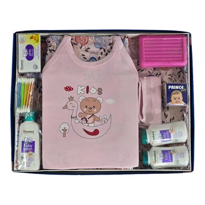 Newborn Gift Set - 7 Pcs  Clothing Hamper Baby Gift Set for Newborn 0-3 Months | Bath & Skin Care | Best Gift Set for Unisex Baby