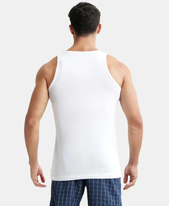 Jockey 8820 Men's Super Combed Cotton Round Neck Half Sleeved Vest with Extended Length for Easy Tuck (Pack of 3)