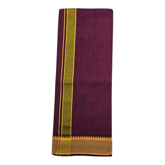 Cotton Color Dhotis for Men | Devotional or Temple Wear Dhoti | Mundu for Men | Padayappa Border Dhoti for Puja, Festivals, Religious and Casual Home Wear