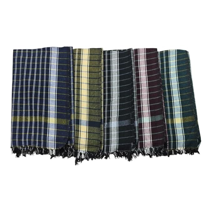 Bath Cotton Towels | Light Weight Checks Style Bath Towels for Men | (30 X 60 CM, Large Size) Soft, Absorbent & Checks Pattern Towels