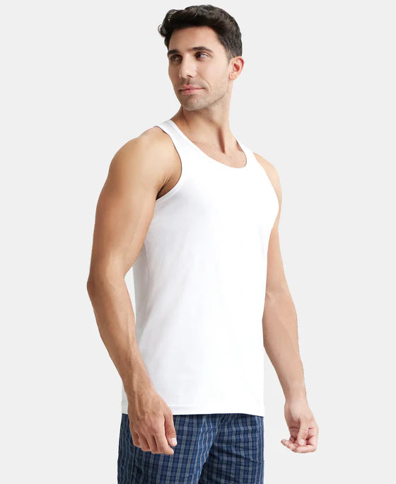Jockey 8820 Men's Super Combed Cotton Round Neck Half Sleeved Vest with Extended Length for Easy Tuck (Pack of 3)