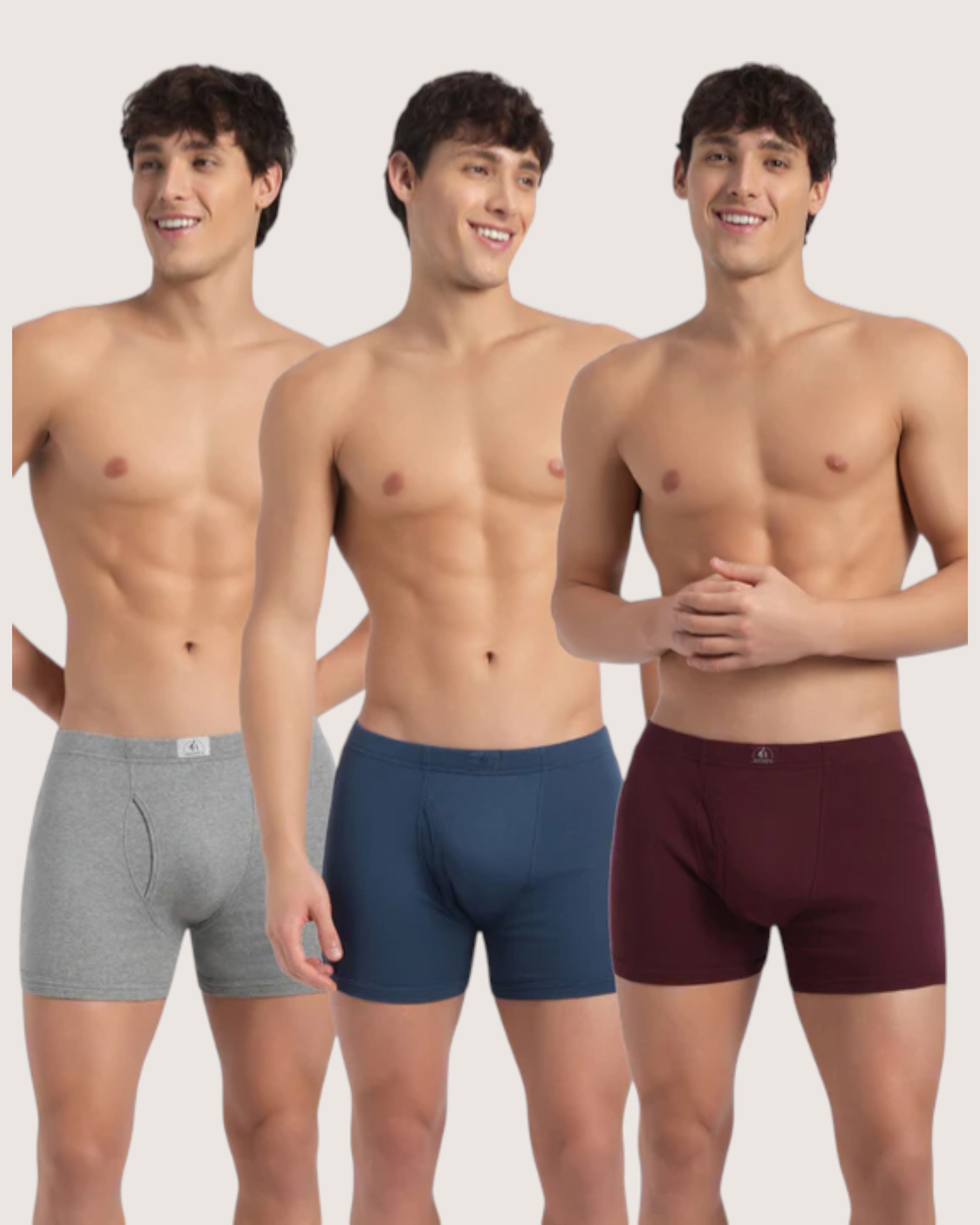 Jockey 8009 Men's Super Combed Cotton Rib Solid Boxer Brief with Ultrasoft Waistband (Pack of 3)