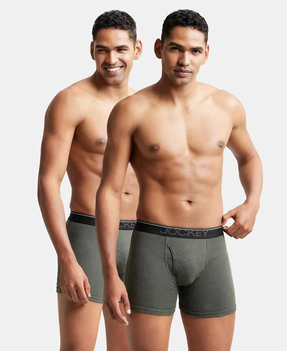 Jockey 8009 Men's Super Combed Cotton Rib Solid Boxer Brief with Ultrasoft Waistband (Pack of 2)