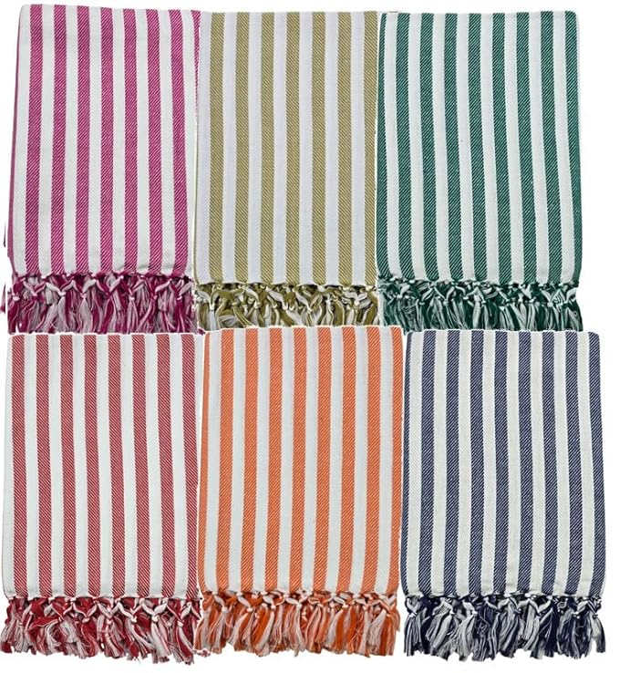 Bath Premium Cotton Towels | Light Weight Turkish Style Stripe Bath Towels for Men | (30 X 65 CM, Large Size) Striped Pattern Towels