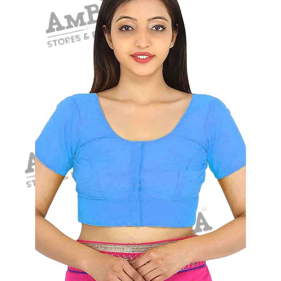 Women's Cotton Solid Short Sleeve Blouse