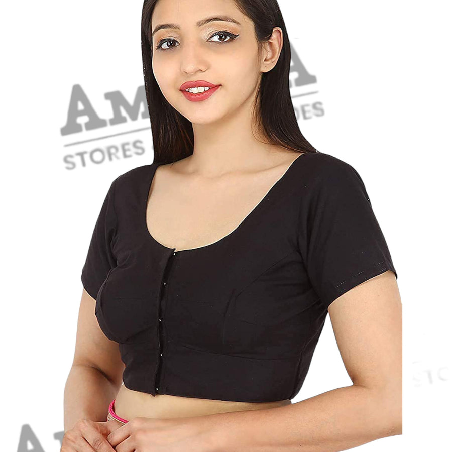 Women's Cotton Solid Short Sleeve Blouse