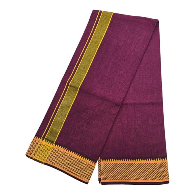 Cotton Color Dhotis for Men | Devotional or Temple Wear Dhoti | Mundu for Men | Padayappa Border Dhoti for Puja, Festivals, Religious and Casual Home Wear