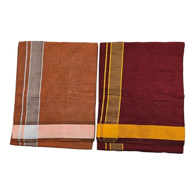 Multicolor Kerala style (Mundus) Dhotis for Men Combo Light Grey (Free Size Assorted) Lungi Veshti (Kaili) | Men's Dhoti for Puja, Festivals, Religious