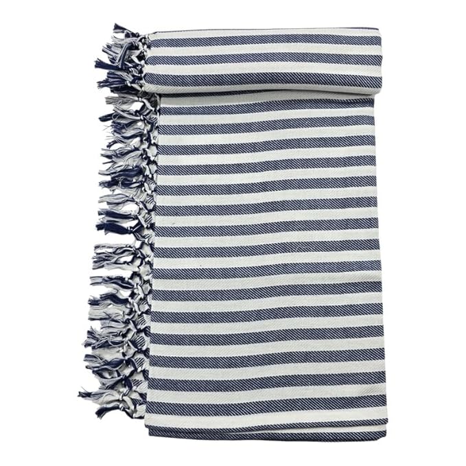 Bath Premium Cotton Towels | Light Weight Turkish Style Stripe Bath Towels for Men | (30 X 65 CM, Large Size) Striped Pattern Towels